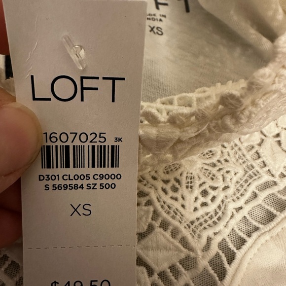 LOFT White Crochet Yoke Ruffle Sleeve Camisole - Picture 7 of 8